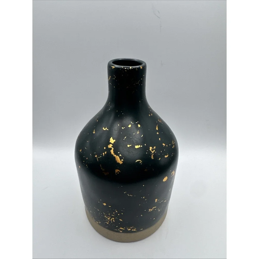 Hearth & Hand Magnolia Vase Deep Teal & Gold Flecks Modern Farmhouse Decor‎ Fall